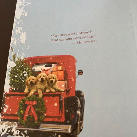 St Labre Indian School Red Truck with Puppy Merry Christmas Gift Greeting Card - Picture 4 of 8